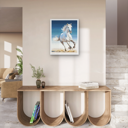 Dijamantski mozaik 40х50 Beli skakač DML013