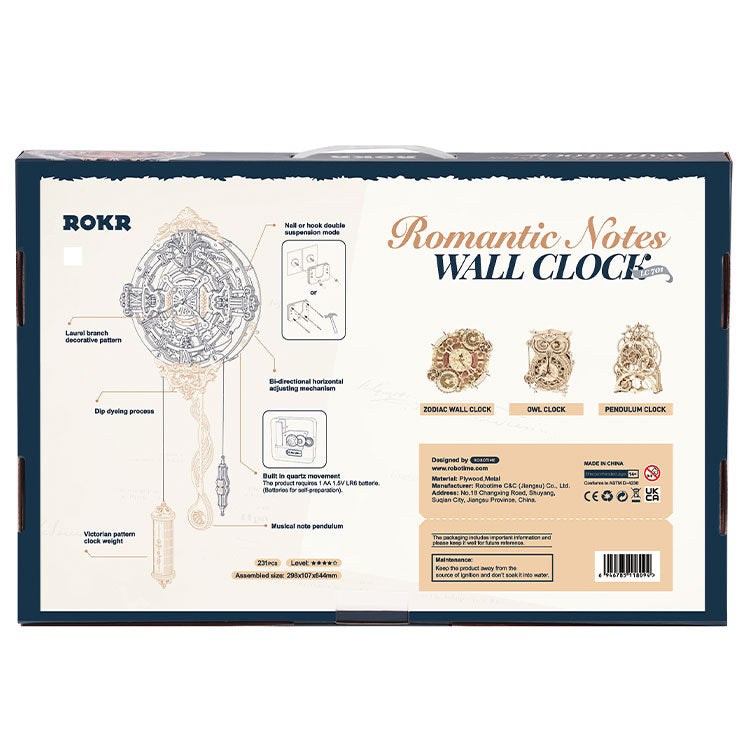 Romantic Notes Wall Clock (Drveni konstruktor - Romantični sat) LC701