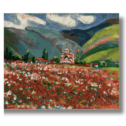 Slika po brojevima 40x50 Kosovski božuri SKL031