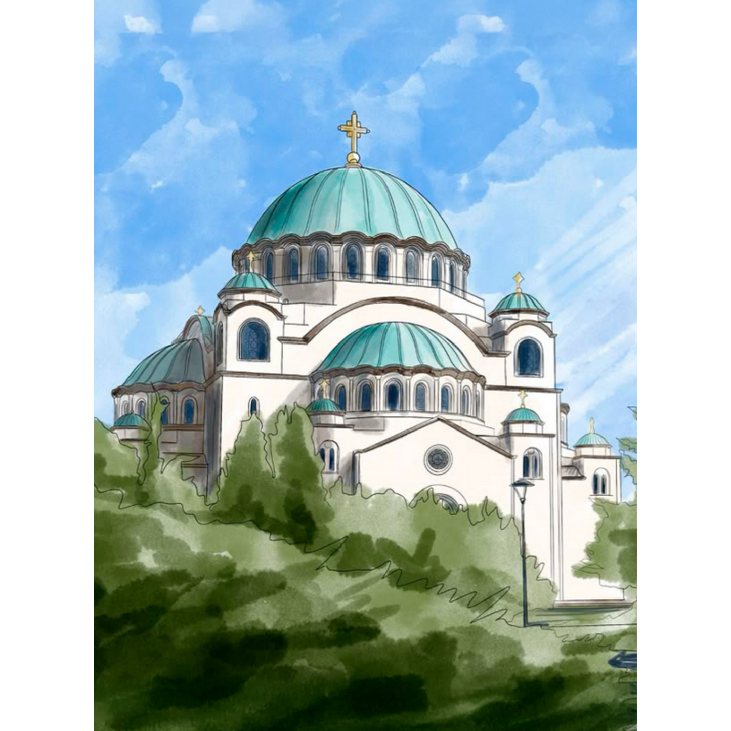 Slika po brojevima 30x40 Hram Svetog Save SKM007