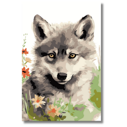 Slika po brojevima 20x30 Vuk na livadi SKS009